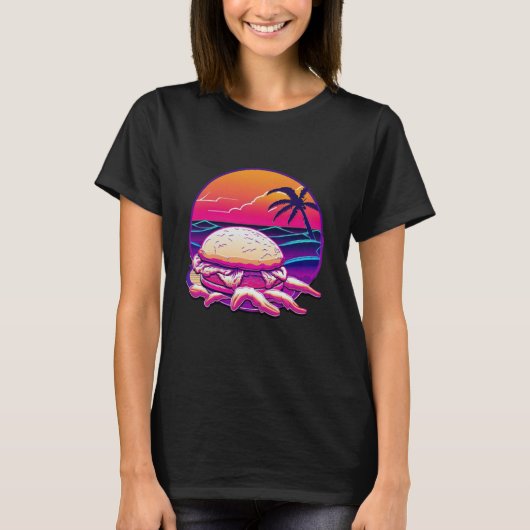 Crab Cakes Synthwave 80s Retrowave Aesthetic Tシャツ (正面)