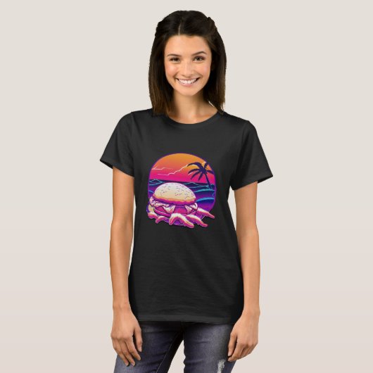 Crab Cakes Synthwave 80s Retrowave Aesthetic Tシャツ (正面フル)