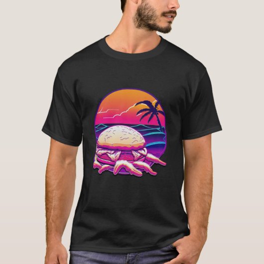 Crab Cakes Synthwave 80s Retrowave Aesthetic Tシャツ (正面)