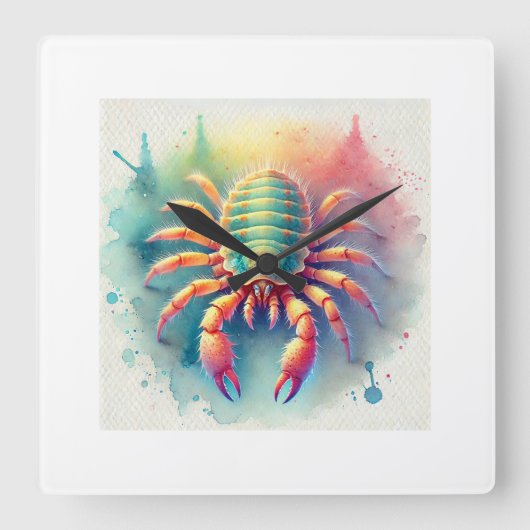 Crab louse 220924AREF118 - Watercolor スクエア壁時計 (正面)