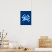 Crab Sea Life Print, Indigo Blue and White Poster ポスター (キッチン)