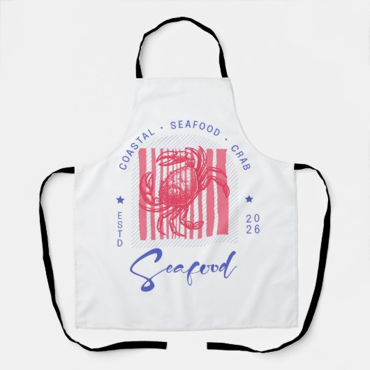 Crab Seafood Beach Coastal エプロン (正面)