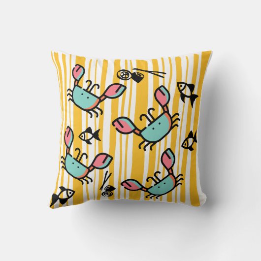 Crab Seafood Fish Pattern  クッション (裏面)
