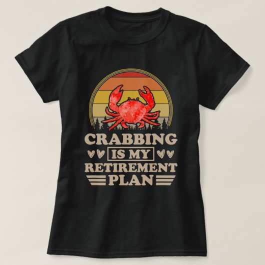 Crabbingは私の退職計画かわいい夕日のレトロS Tシャツ (デザイン正面)