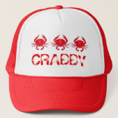 CRABBYレッドメリーランドカニカニのシーフードビーチ帽子 キャップ (正面)