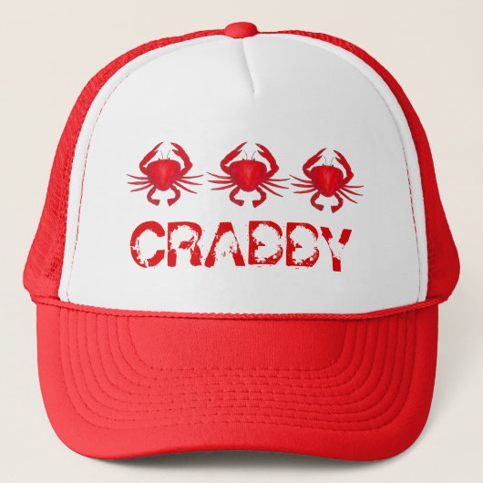CRABBYレッドメリーランドカニカニのシーフードビーチ帽子 キャップ (正面)
