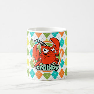 Crabby; カラフルでアーガイル柄のなパターン コーヒーマグカップ