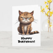 Crabby Catグリーティングのパーソナ空白のライズ カード (黄色い花)