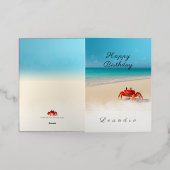 Crabby Mischief -名前をカスタムする誕生日カード 箔グリーティングカード (外側レイダウン)