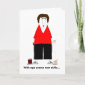 Crabby Senior Woman with Coffee and Chocolate カード (正面)