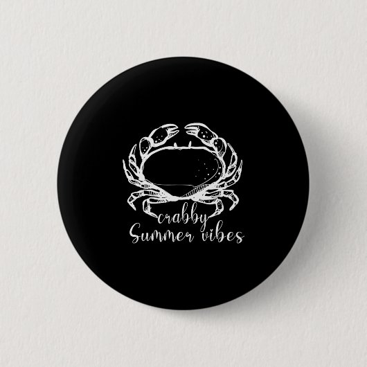 Crabby Summer Vibes,love Crab, Beach Funny Gift Me 缶バッジ (正面)