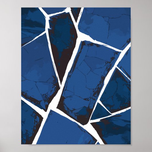 Cracked Blue Surface with White Lines ポスター (正面)