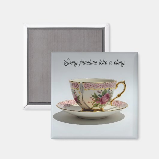 cracked broken teacup inspirational Magnet マグネット (正面/裏面)