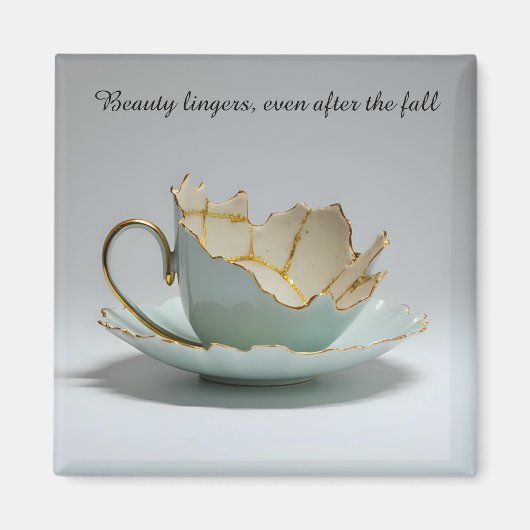 cracked broken teacup inspirational Magnet マグネット (正面)