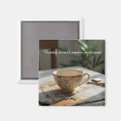 cracked broken teacup inspirational Magnet マグネット (正面/裏面)