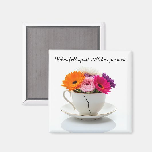 cracked broken teacup inspirational Magnet マグネット (正面/裏面)