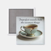 cracked broken teacup inspirational Magnet マグネット (正面/裏面)