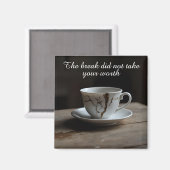 cracked broken teacup inspirational Magnet マグネット (正面/裏面)