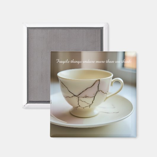 cracked broken teacup inspirational Magnet マグネット (正面/裏面)