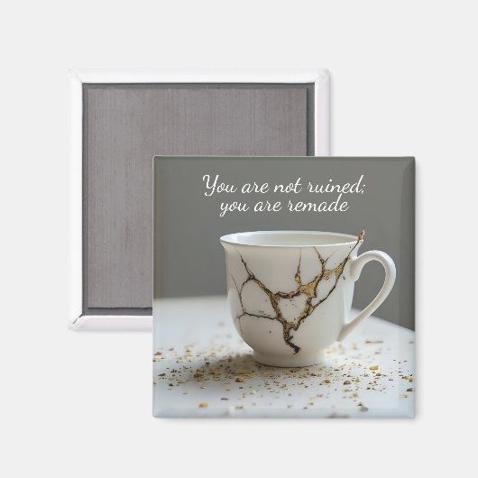 cracked broken teacup inspirational Magnet マグネット (正面/裏面)