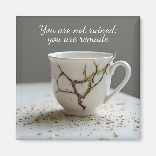 cracked broken teacup inspirational Magnet マグネット (正面)