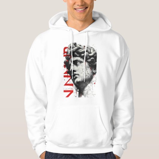 Cracked Classical Bust Trash Polka Art Hoodie パーカ (正面)