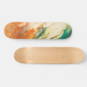 Cracked Earth Teal Orange Abstract Skateboard スケートボード (横)