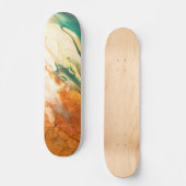 Cracked Earth Teal Orange Abstract Skateboard スケートボード (正面)