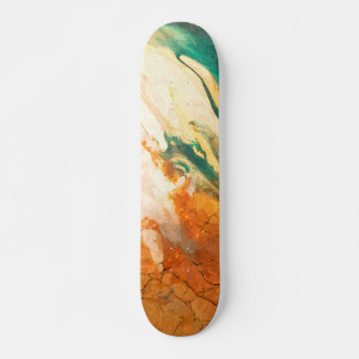 Cracked Earth Teal Orange Abstract Skateboard スケートボード