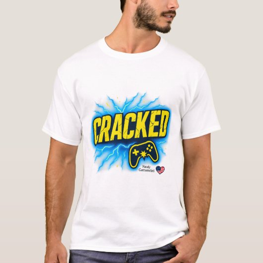 Cracked Gamer T-Shirt | Bold Gaming Controller Des Tシャツ (正面)