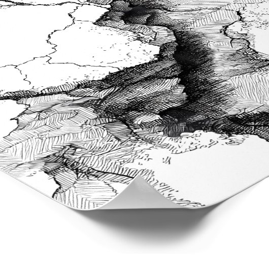 Cracked Mineral Vein Decoupage Template Line Art ポスター (角)