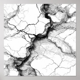 Cracked Mineral Vein Decoupage Template Line Art ポスター