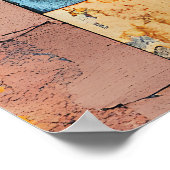 Cracked Paint Face Collage Vibrant Portrait ポスター (角)