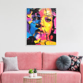 Cracked Paint Mural Beauty Skin Deep キャンバスプリント (インサイチュ (リビング))