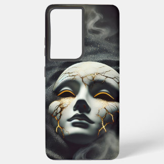 Cracked Porcelain Mask Dark Galaxy S21 Ultra case Samsung Galaxy S21 Ultraケース