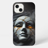 Cracked Porcelain Mask Dark iPhone 13 Tough Case iPhoneケース (裏面)