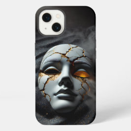 Cracked Porcelain Mask Dark iPhone 13 Tough Case 13ケース