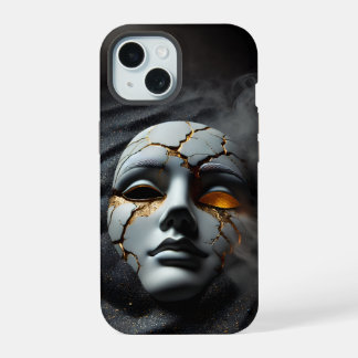 Cracked Porcelain Mask Dark iPhone 15 Tough Case 15ケース
