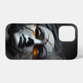 Cracked Porcelain Mask Dark Luxury iPhone 12 Case iPhoneケース (裏面横)