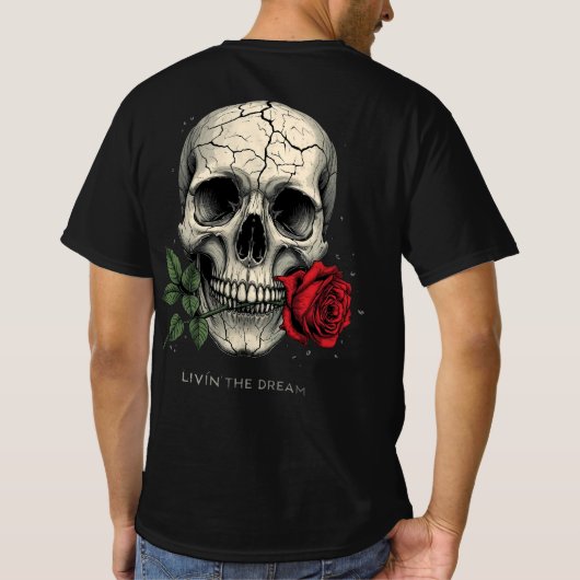 Cracked Skull Rose Tee – Livin The Dream Tシャツ (裏面)