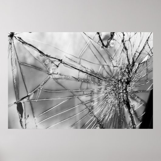 Cracked Windshield B&W ポスター (正面)