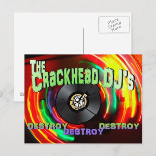 Crackhead DJのDestroy Destroy Destroy ポストカード (正面/裏面)