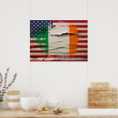 Crackle Paint | Irish American Flag ポスター (キッチン)
