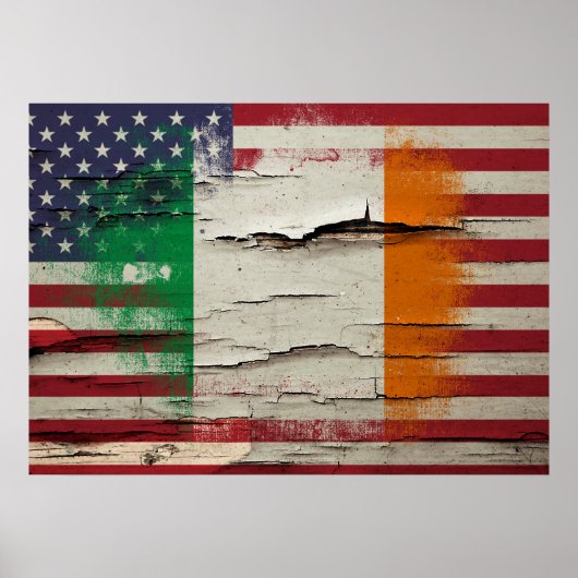 Crackle Paint | Irish American Flag ポスター (正面)