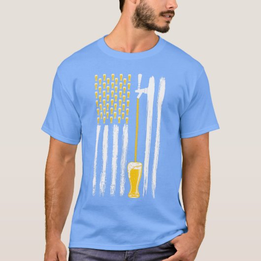 Craft Beer American Flag USA 4th July Alcohol Brew Tシャツ (正面)