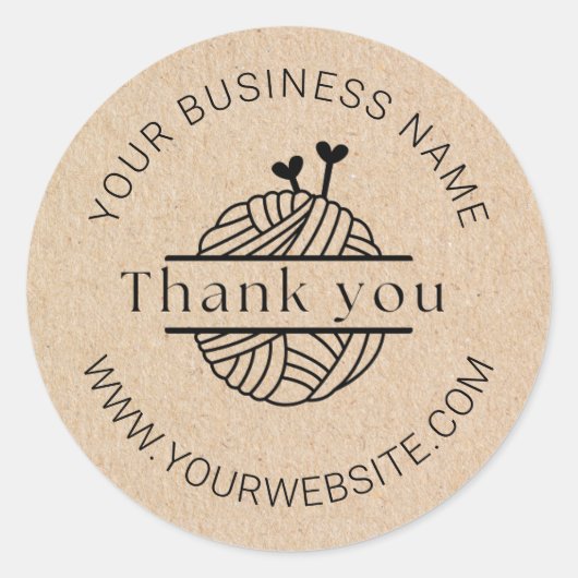 Craft Crochet Business Thank You Packaging Sticker ラウンドシール (正面)