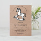 Craft Paper Rocking Horse Baby Shower Invitation 招待状 (スタンド正面)
