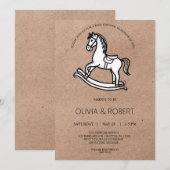 Craft Paper Rocking Horse Baby Shower Invitation 招待状 (正面/裏面)