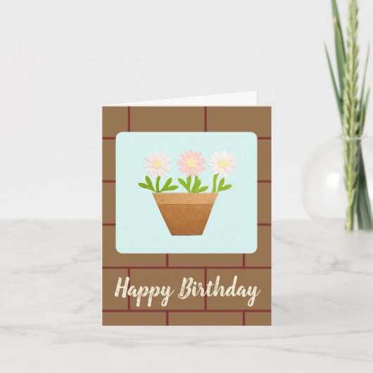 Craft Punch Daisies and House Bricks Birthday Card カード (正面)