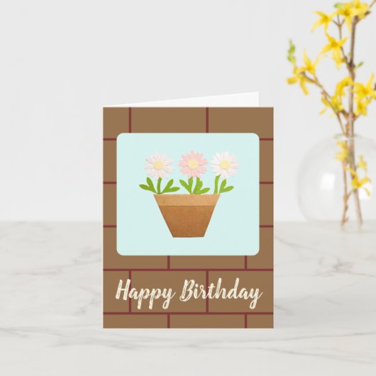 Craft Punch Daisies and House Bricks Birthday Card カード (黄色い花)